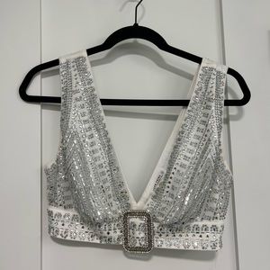 12th Tribe Violet White Crop Top - Small